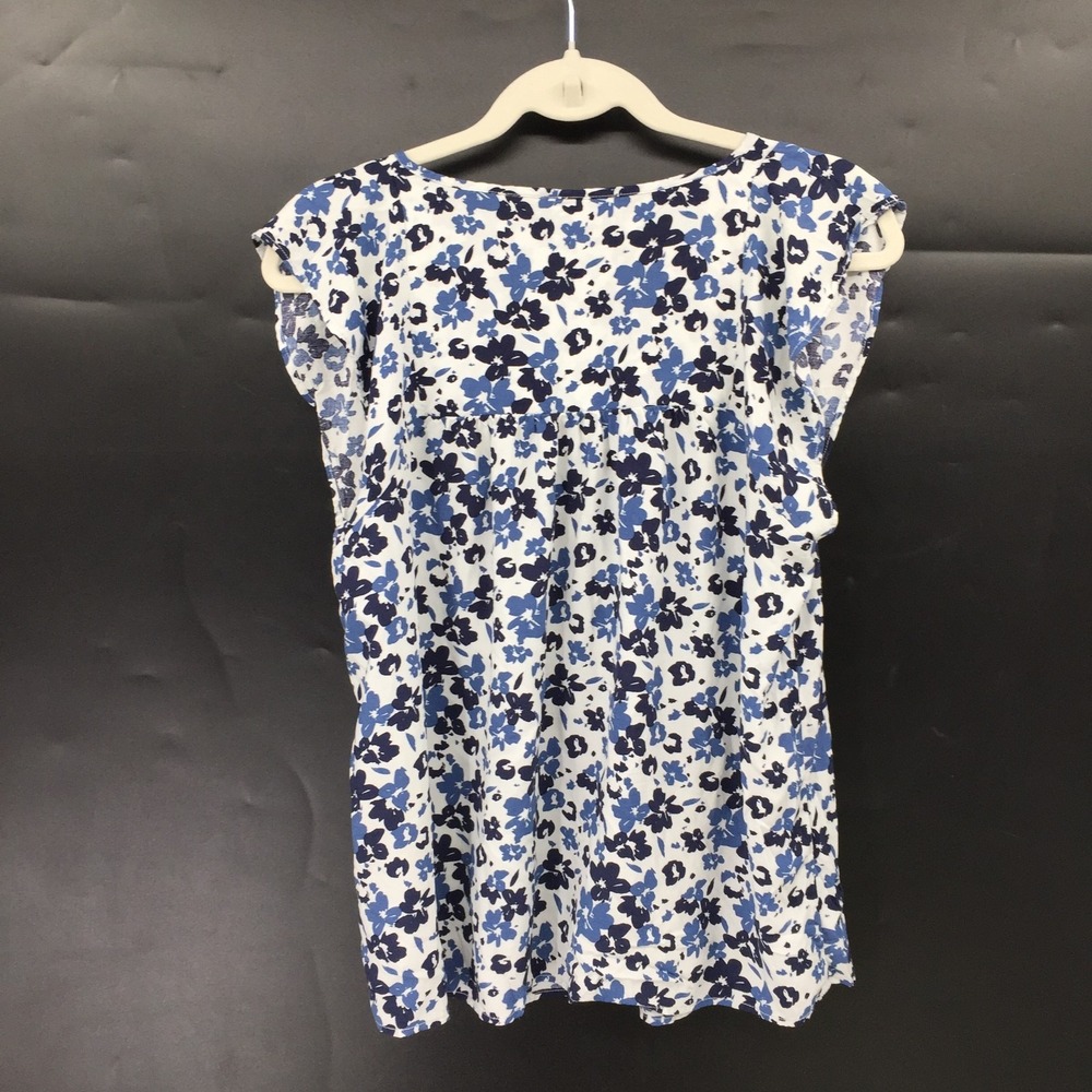 GAP black & blue floral prink tie front popover top preppy classic coastal M - Picture 11 of 14